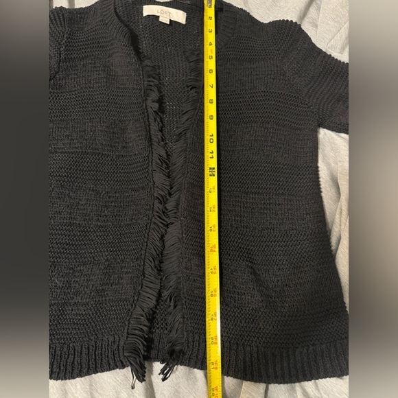 Ann Taylor LOFT black fringe sweater jacket blazer - Picture 8 of 9